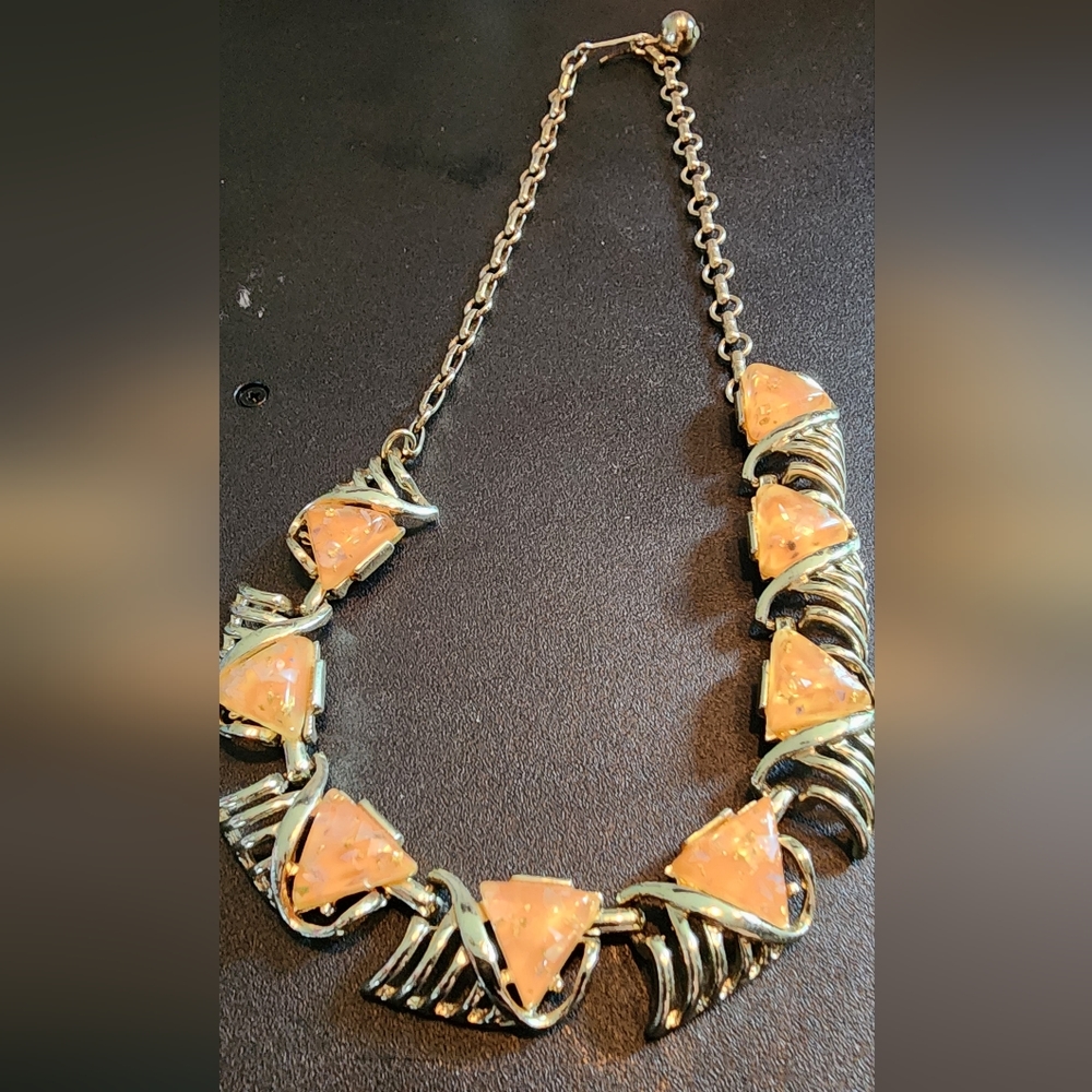 Vintage orange and goldtone necklace